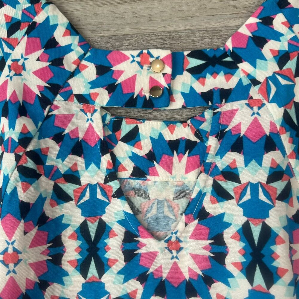 Crown & Ivy Blue Pink Pattern Halter Style Sundress Size 8 Sheath B47 - Picture 4 of 4
